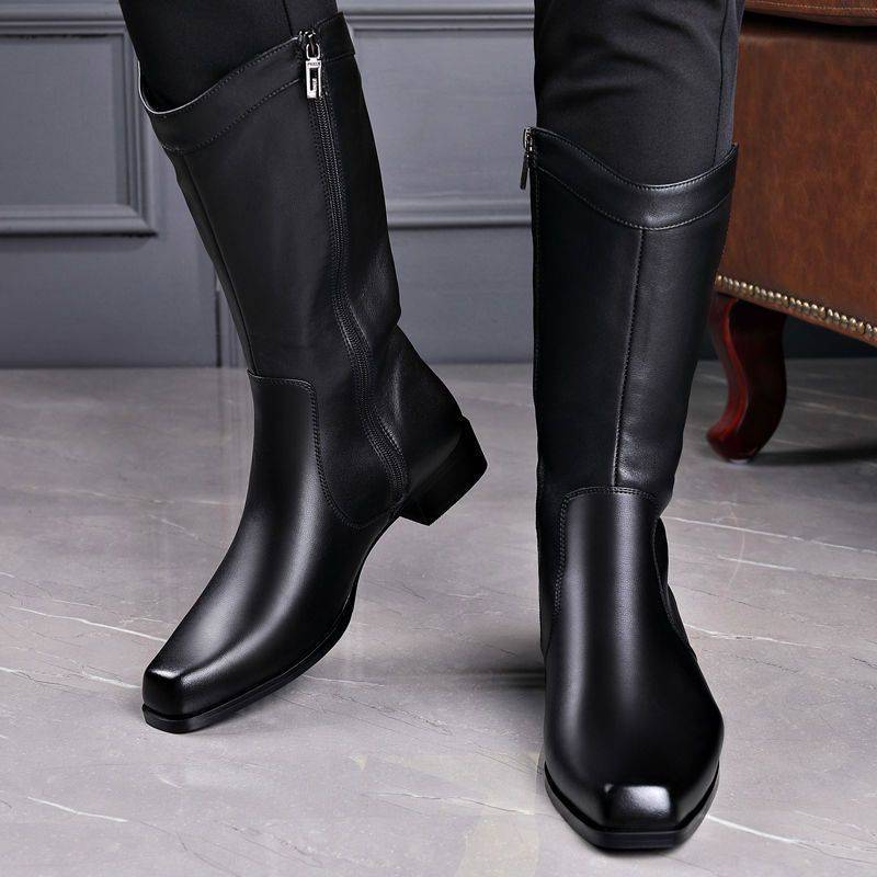 Men's Pointed Toe Business High-top Leather Boots foto 2