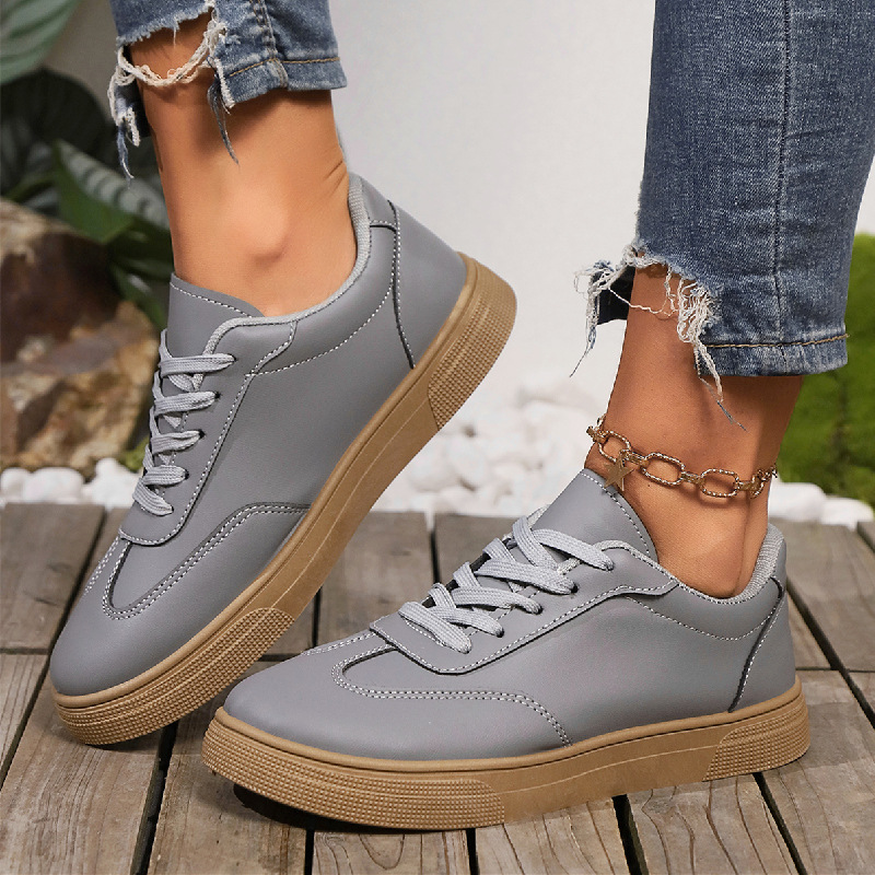 New Casual Fashion Running Women's Korean-style Flat Lace-up White Shoes foto 4