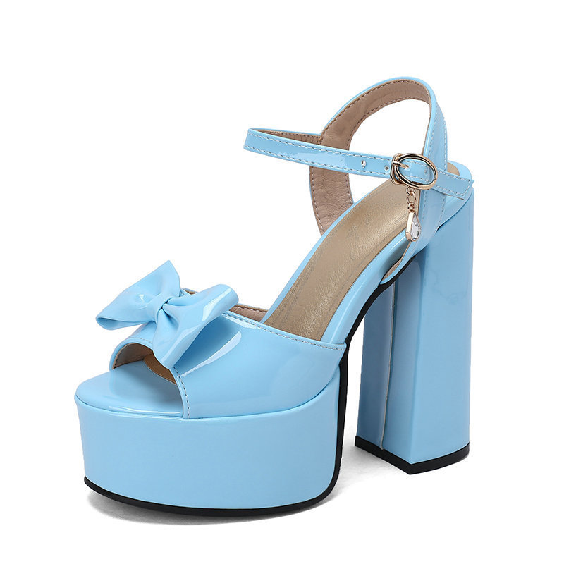 Womens Chunky-heel Ultra-high-heeled Peep-toe Sandals foto 3