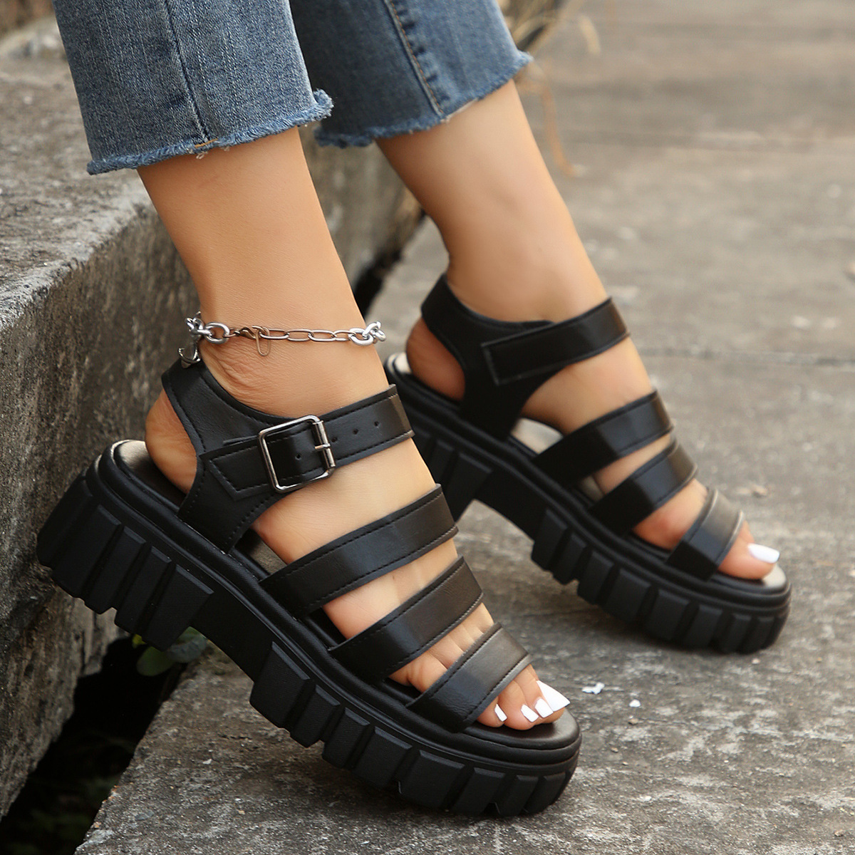 Platform-sole Casual Thick-soled Womens Plus-size Sandals foto 2