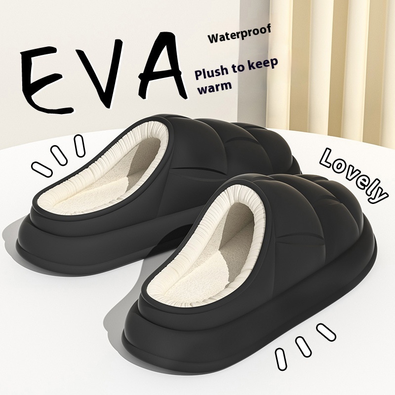 Warm Indoor Home Couple Platform Cotton Shoes foto 3