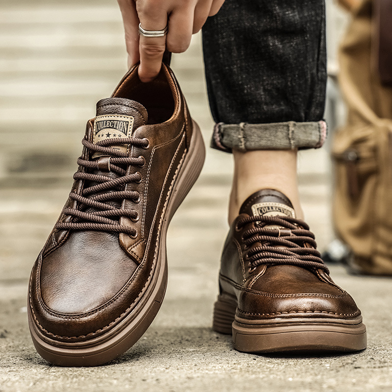 Men's Casual Tooling British Leather Boots foto 4
