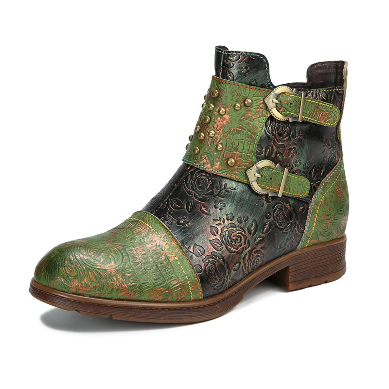 Retro Womens Rivet Belt Buckle Fashion Boots foto 3