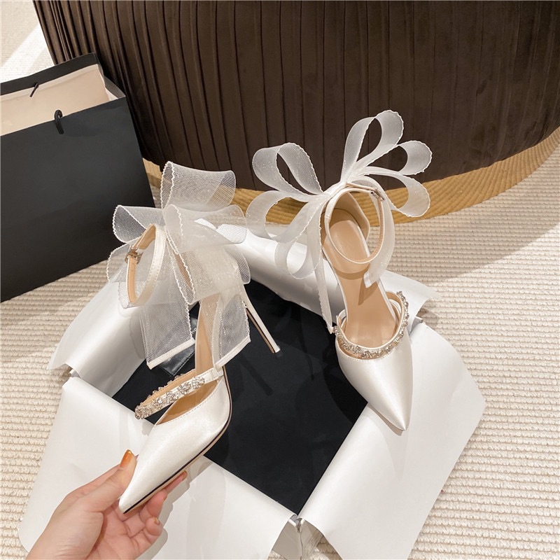 Rhinestone Bow High Heel Sandals foto 3