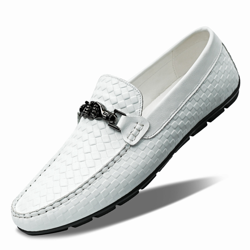 Spring And Summer White Lazy Doug Shoes Men's British Casual Leather Shoes foto 5