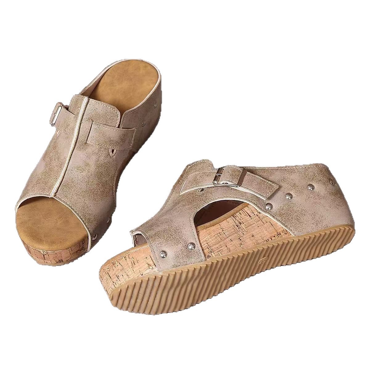 Plus Size Wedge Sandals Rivet Slippers foto 3
