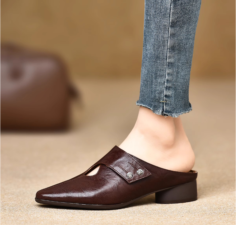 Women's Slip-on Slippers With Hand-stitched Pattern Made From First-layer Sheepskin foto 5