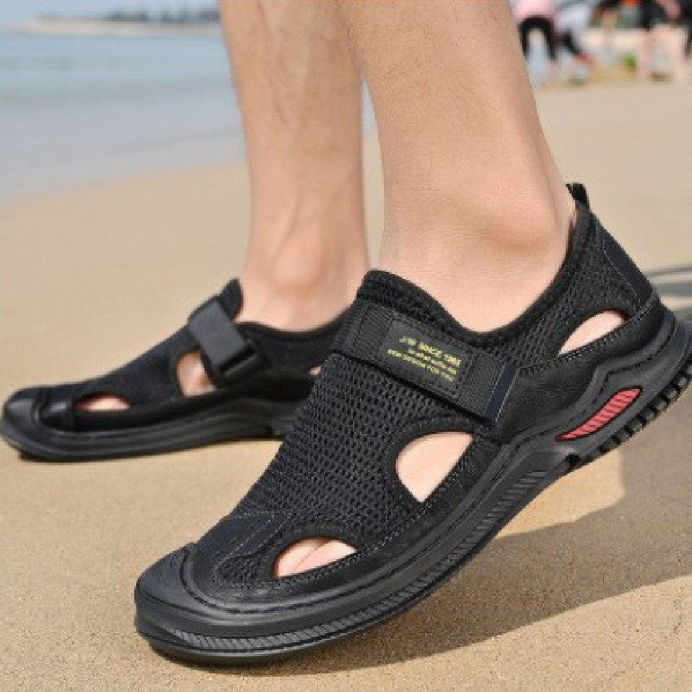 Fashion New Cowhide Men's Casual Mesh Shoes foto 4