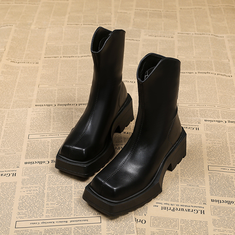 Platform Martin Boots Female Square Toe Booties foto 2