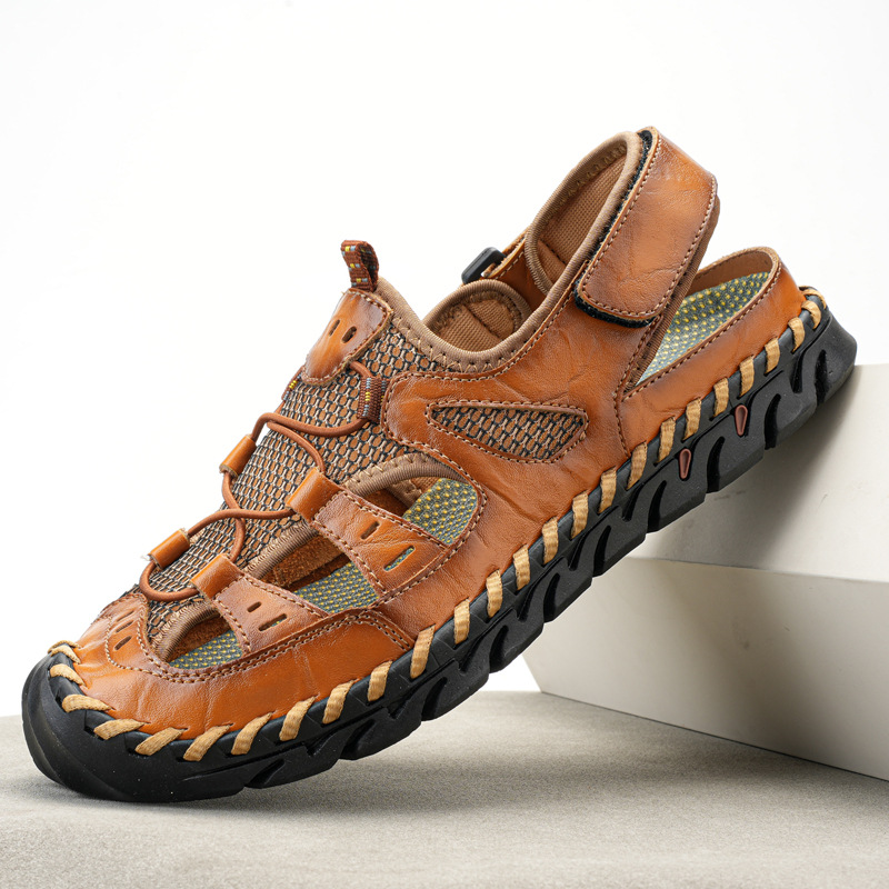 Genuine Leather Men's Sandals Air-permeable Beachwear Summer Casual foto 5