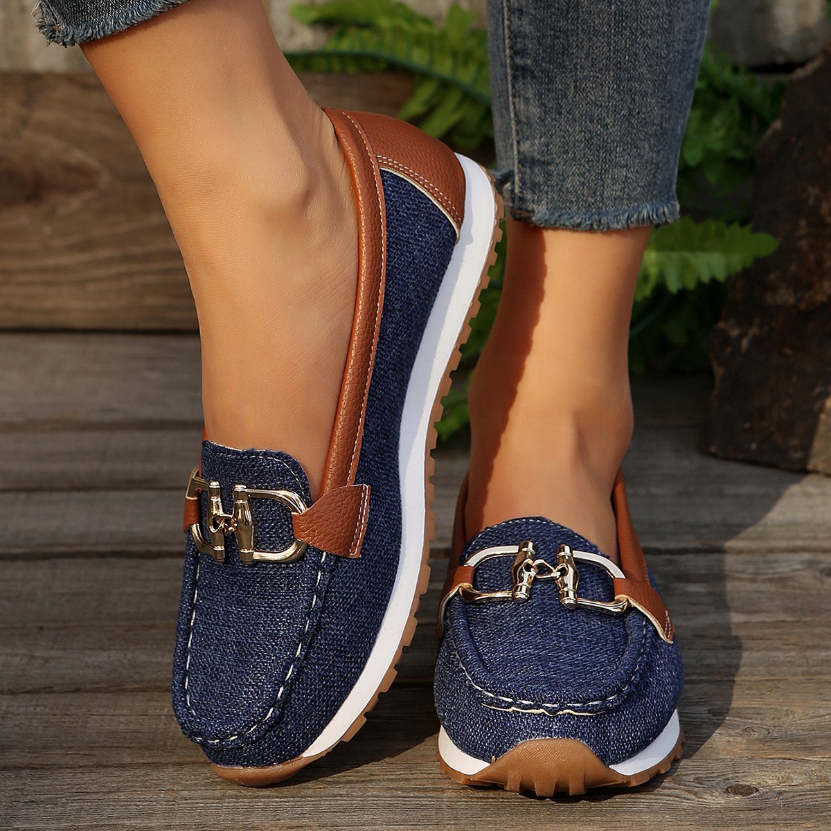 Spring New Arrival Plus-Size Chain-Buckle Slingback Womens Shoes foto 4