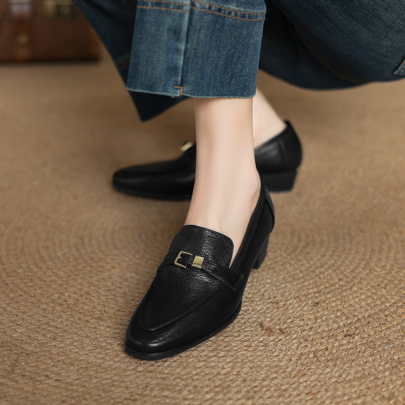 Casual 3cm Low Heel Spring New British Leather Shoes Women foto 4