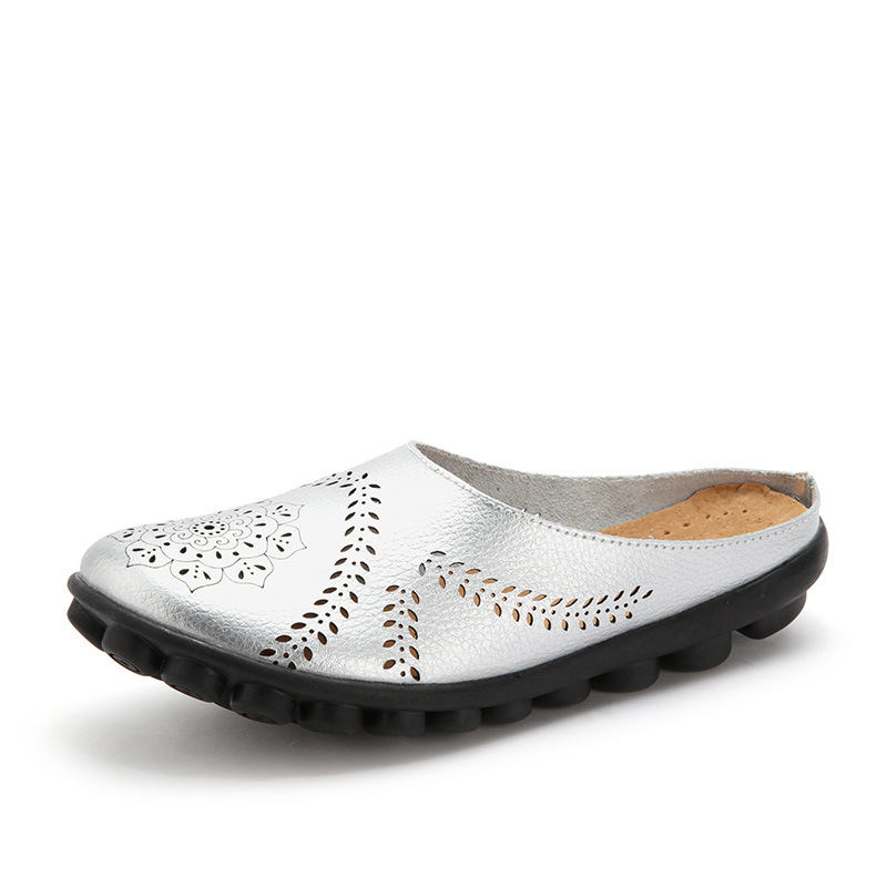 Plus-size Summer Cowhide Peep-toe Half Slippers For Women foto 4