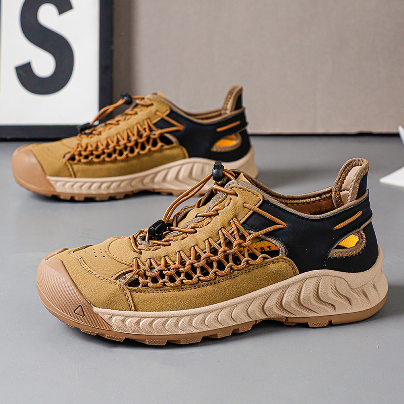 Hand-woven Sandals Men's Non-slip Wear-resistant Summer Outer Wear Breathable Closed Toe foto 4