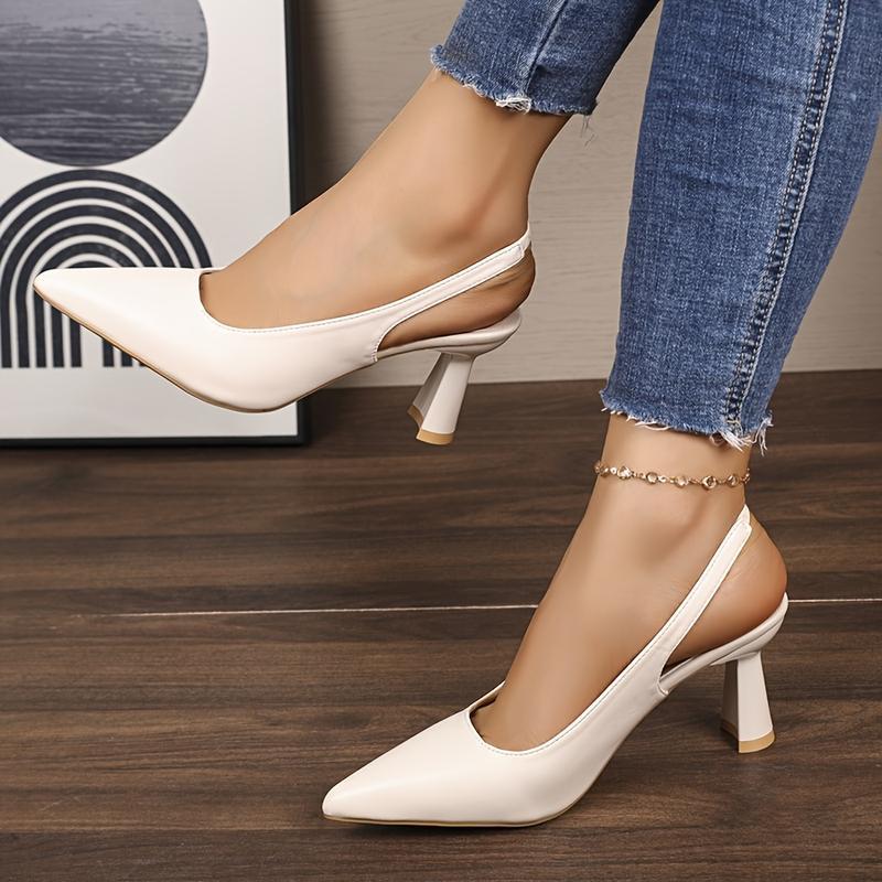 Women's Pointed Toe Stiletto Heel Pumps Elegant White foto 3