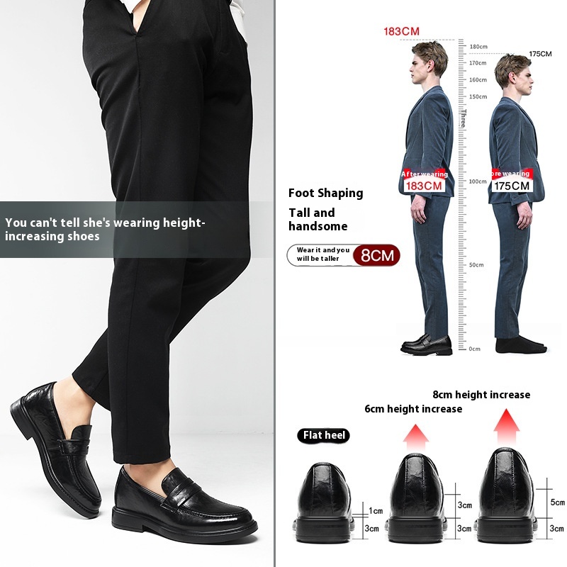 Increased By Slip-on Business Casual Leather Shoes foto 4