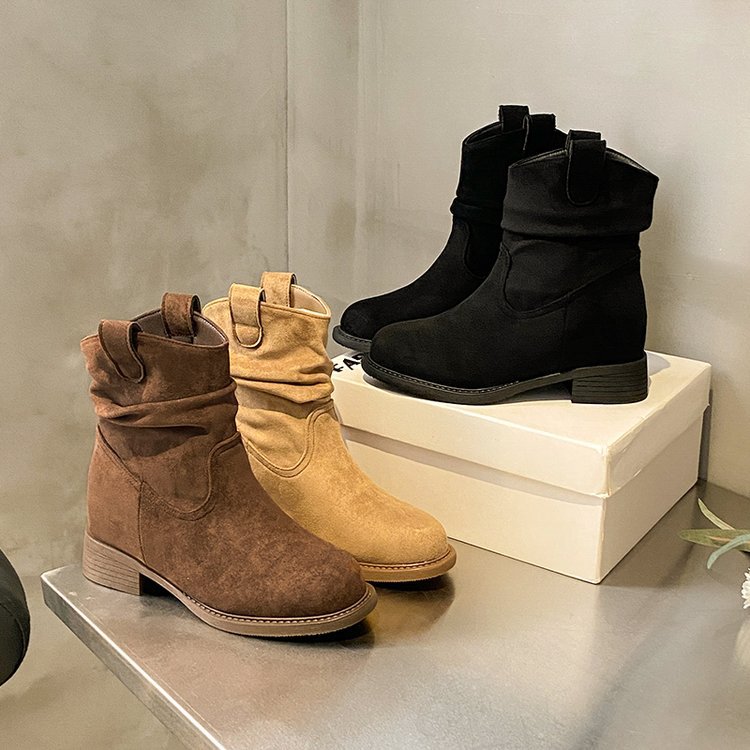 Suede Slimming Chunky-heel Fashion Ankle Boots For Women foto 4