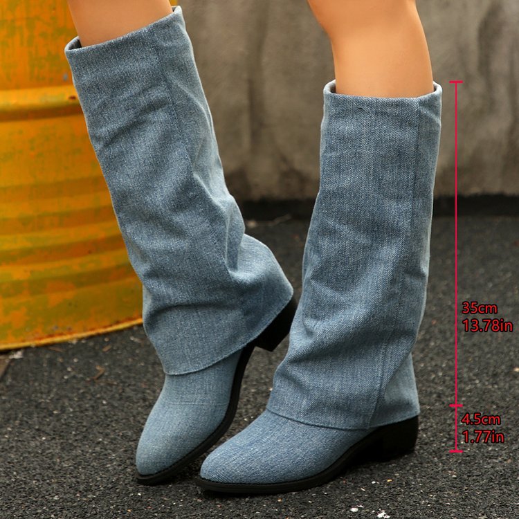 Chunky Heel Cowboy Boot Plus Size Knight Frye Boot foto 3