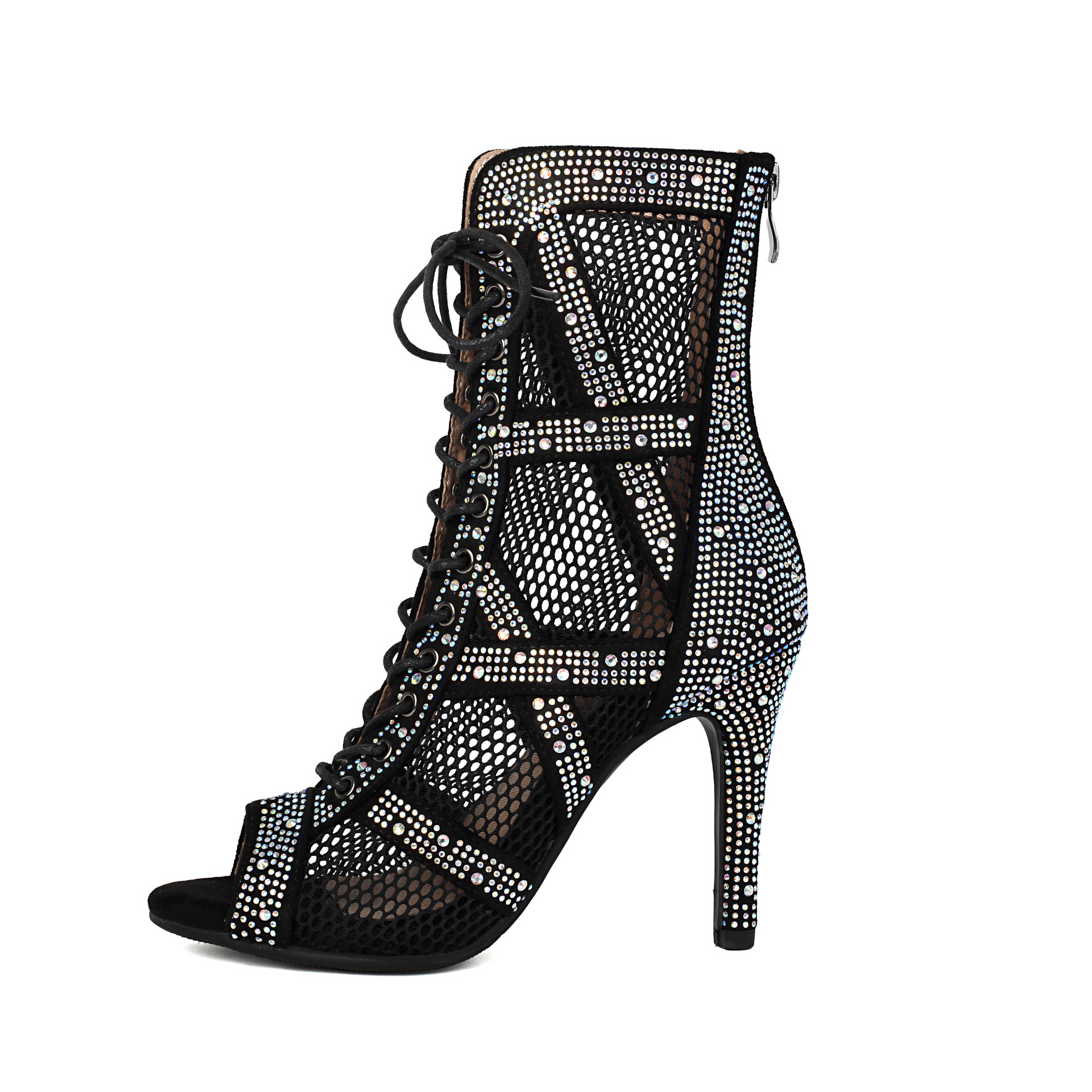 Womens Sparkling Rhinestone Heat-Transfer Mesh High Heels foto 5