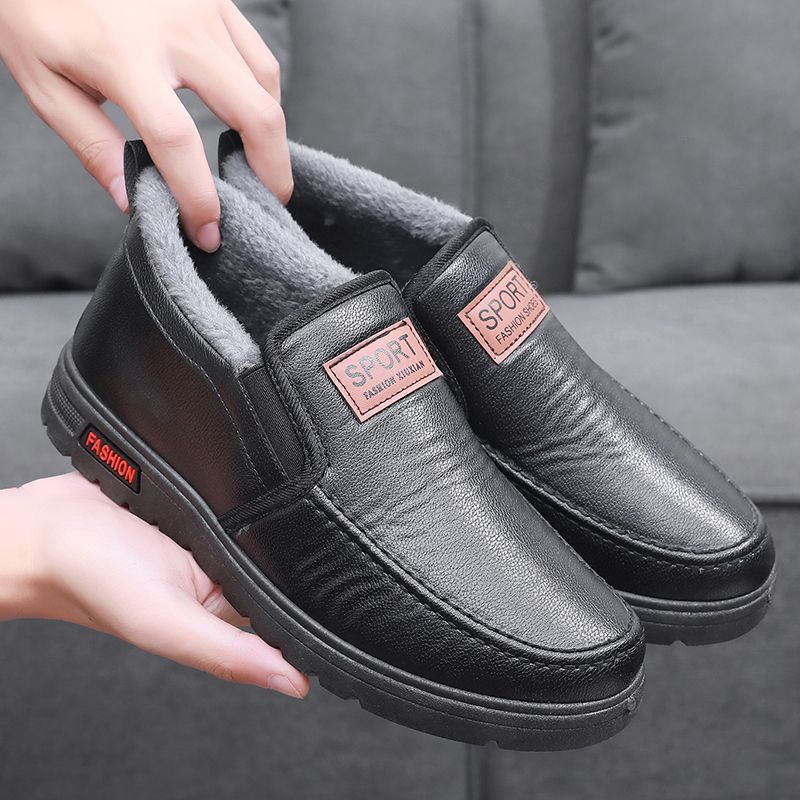 Thickened Waterproof Cotton Shoes For Elderly Fleece-lined Casual Leather Shoes foto 4