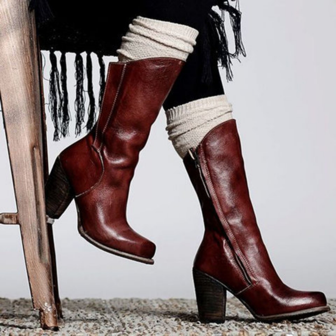 Women's Side-zip Chunky-heeled, Mid-calf Boots foto 2