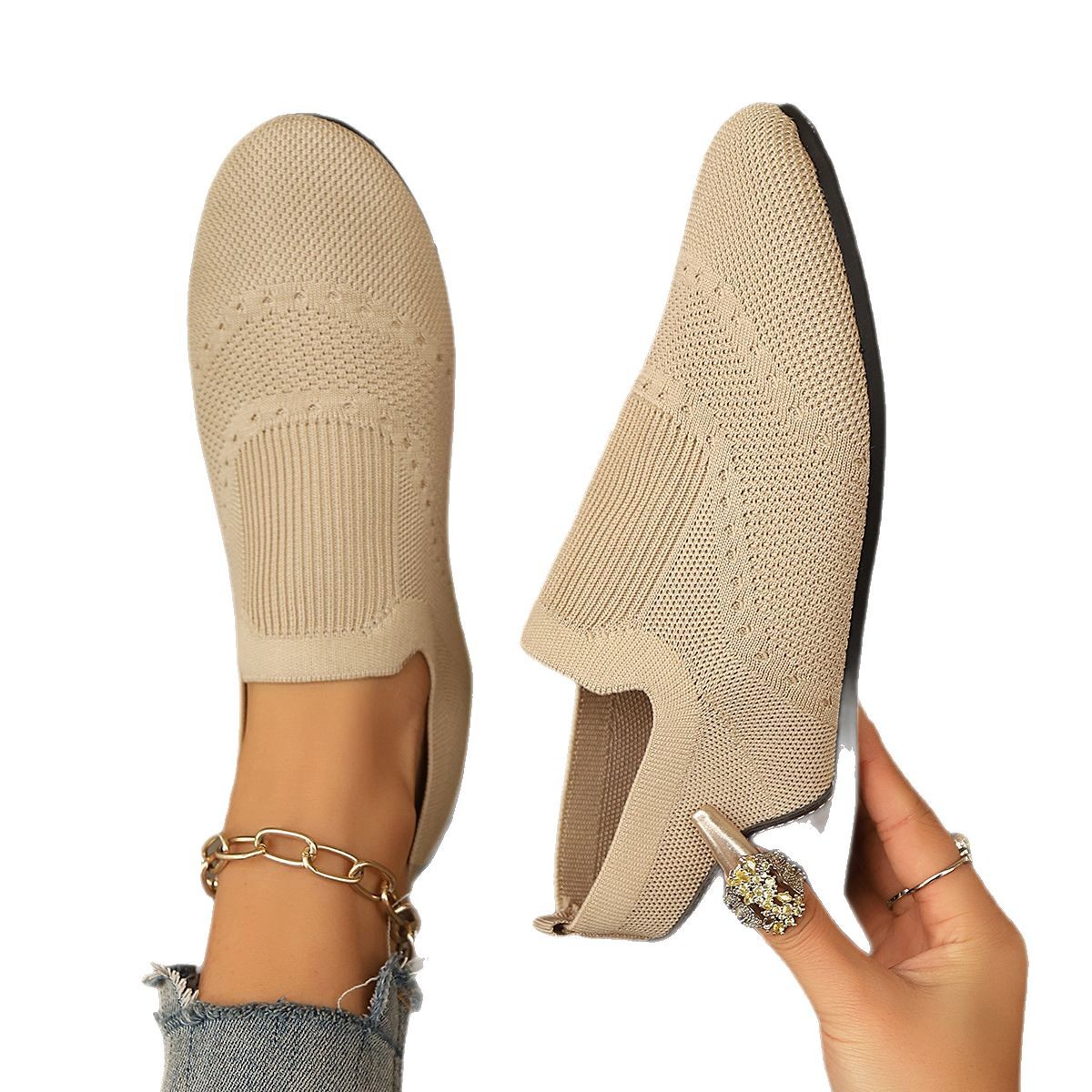 Flyknit Womens Shoes Flat-Soled Breathable Casual foto 2