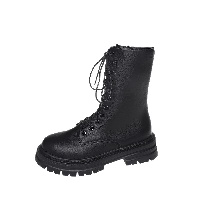 Autumn And Winter New Round Head Lace-up British Style Thick Bottom Mid-calf Martin Boots Women foto 2