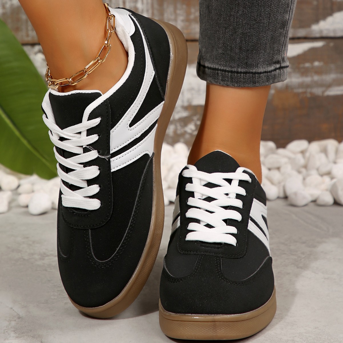 Womens Retro Casual Round-Toe Sports Running Flats foto 2