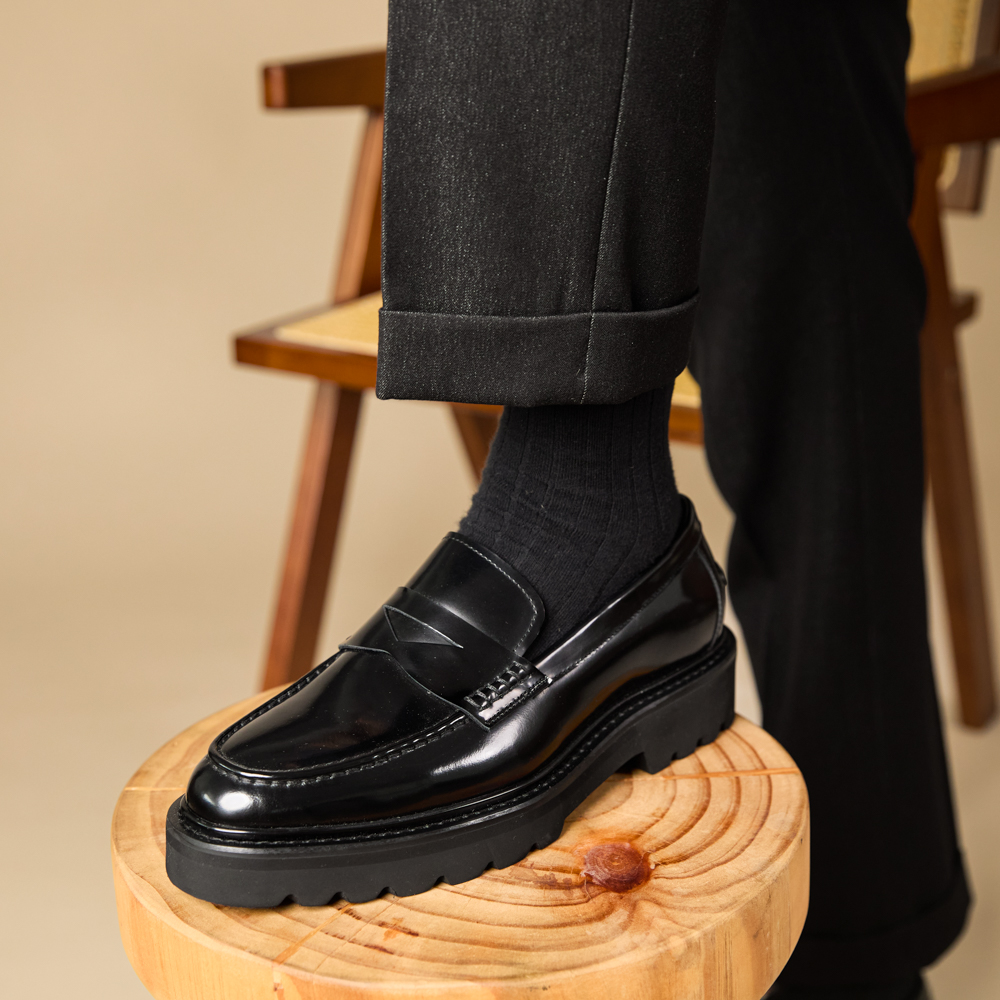Handmade Slip-on Thick Bottom Increased By Business Casual Leather Shoes foto 4