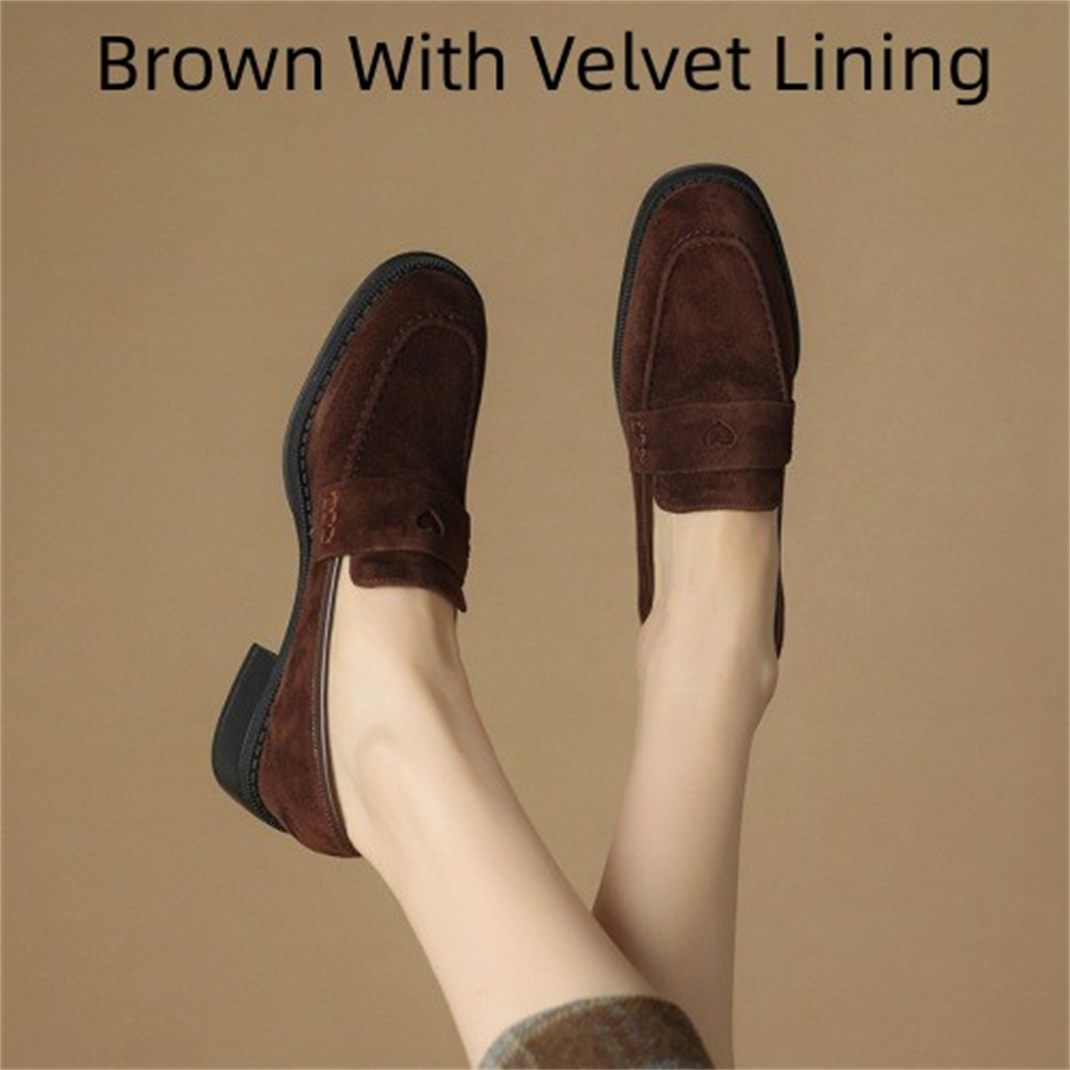 Sheepskin Chunky Heel Pumps Women Spring Concise foto 3
