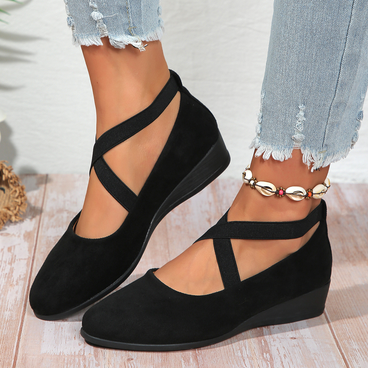 Pointed Toe Wedge Sports Casual Shoes For Women foto 3