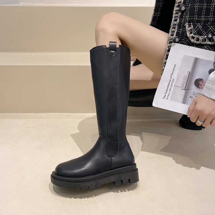 Flat-soled Elastic Band Black Over-the-knee Boots foto 2