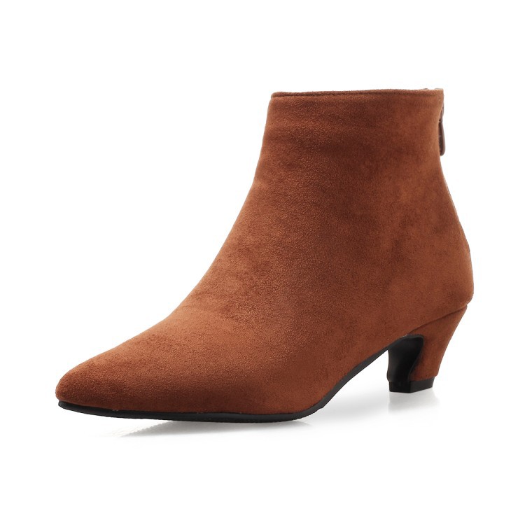 Large Size Mid Heel Pointed Ankle Boots Women foto 4