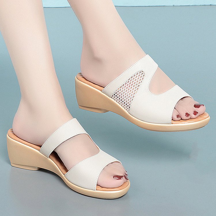 Wedge Sandals Women's Platform Platform Hollow-out Mid Heel Peep Toe Slippers foto 5