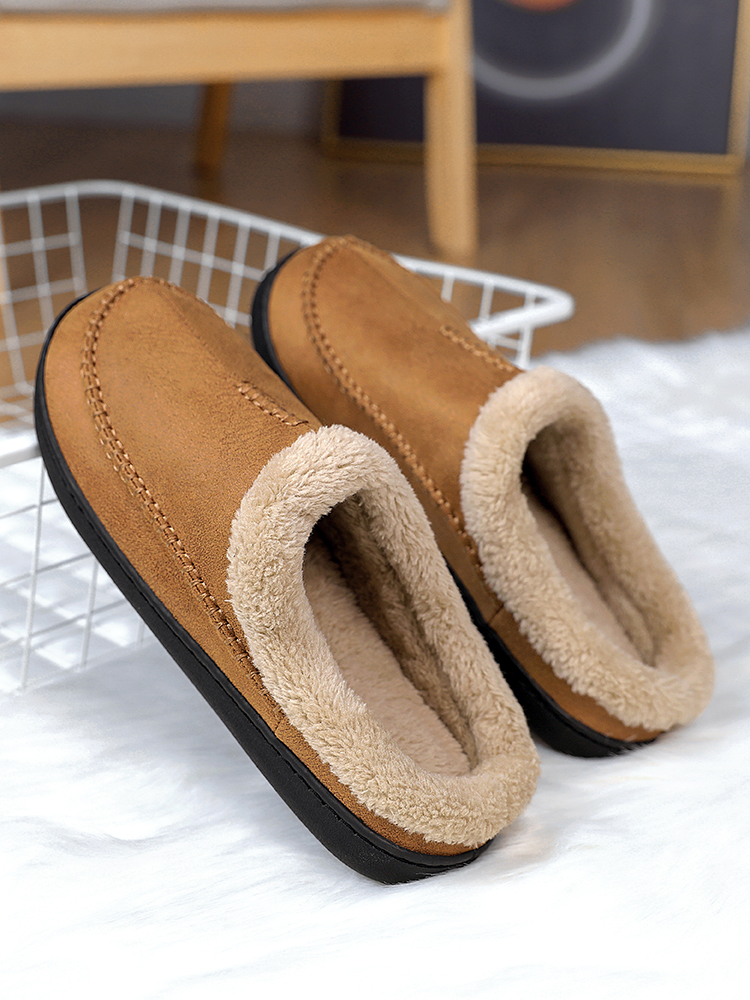 Indoor Warm Anti Slip And Plush Cotton Shoes For Men foto 4