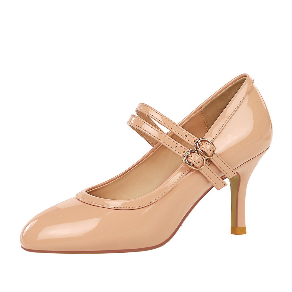 Slender Heel Round Toe Shallow Double Buckle Gentle Jk With Skirt Mary Jane Shoes foto 3