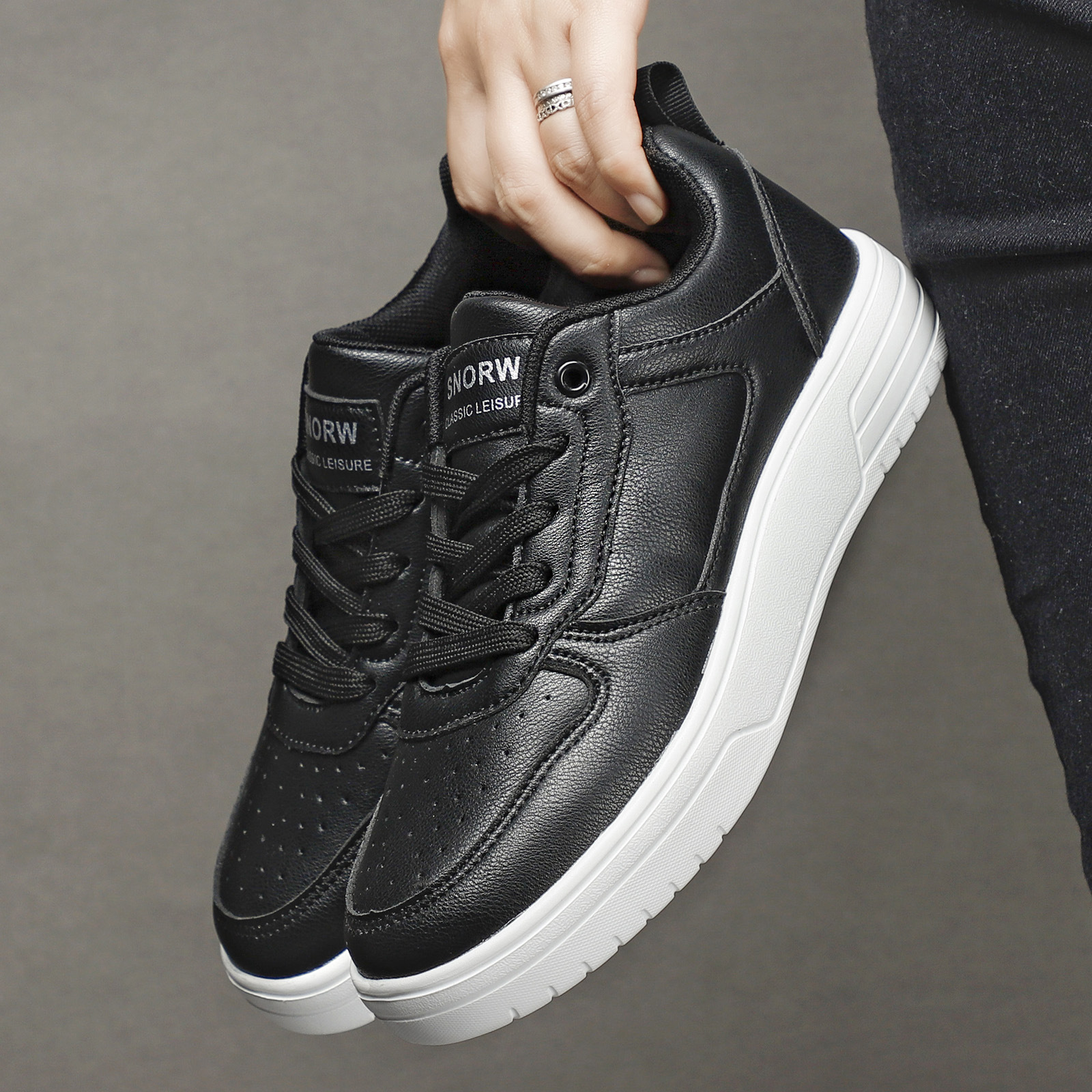 Couple's White Shoes Spring And Autumn Men's Pure White Sneakers foto 3
