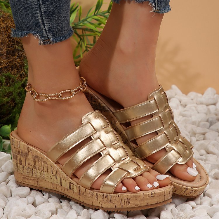New European And American Wedge Peep Toe Roman Style Sandals foto 5