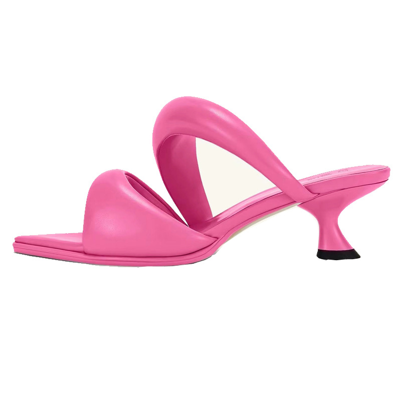 European And American Pointed Soft Leather Kitten Heel Single Sole foto 5