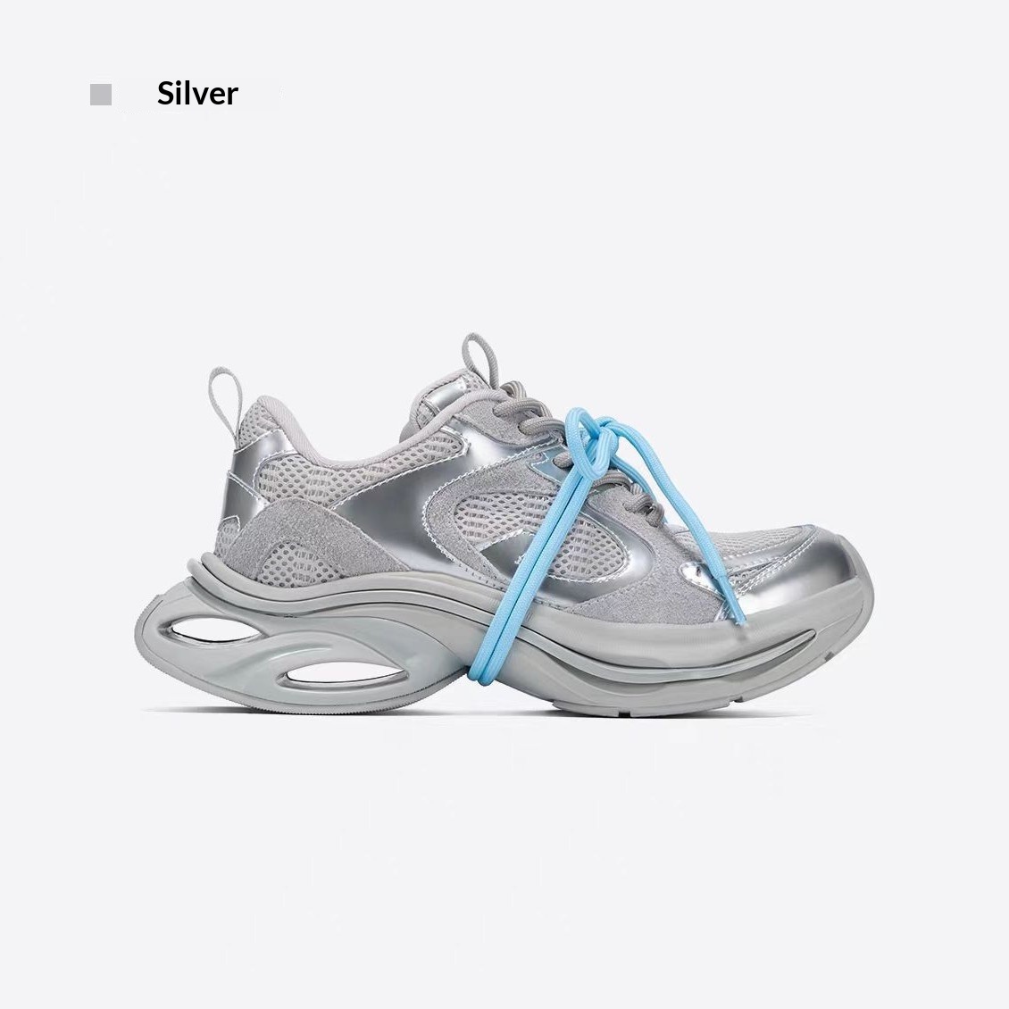 Spring Chunky Silver Sneakers For Women foto 4