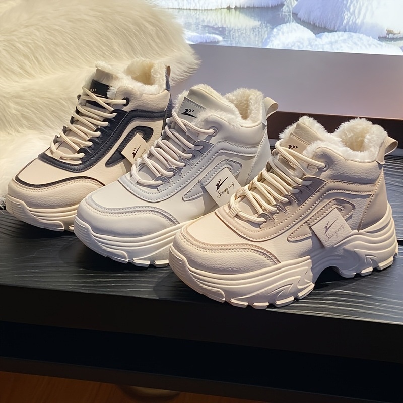 Womens Fleece-Lined High-Top Sporty Casual Warm Cotton Shoes foto 3