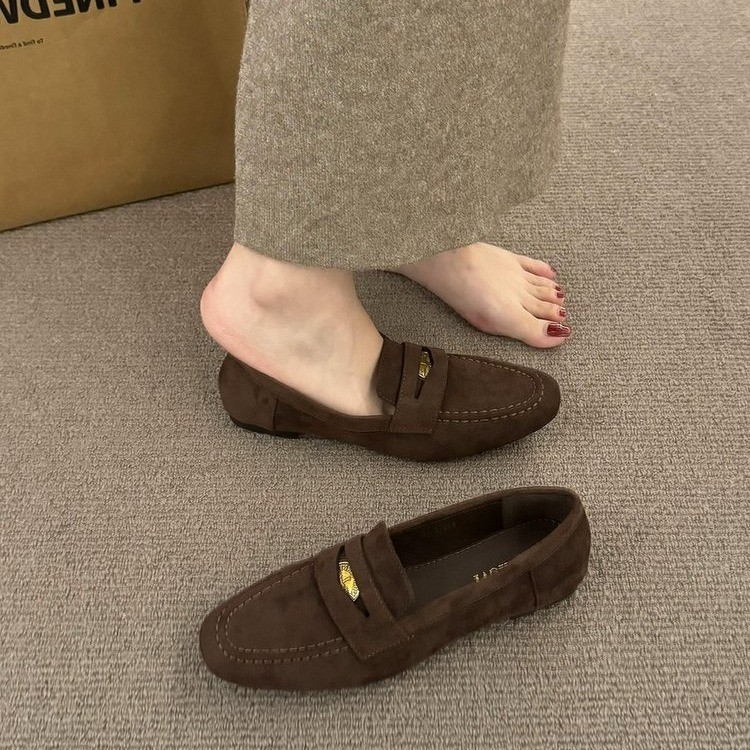 Thick Bottom Deep Mouth Suede Heel Leather Shoes foto 5