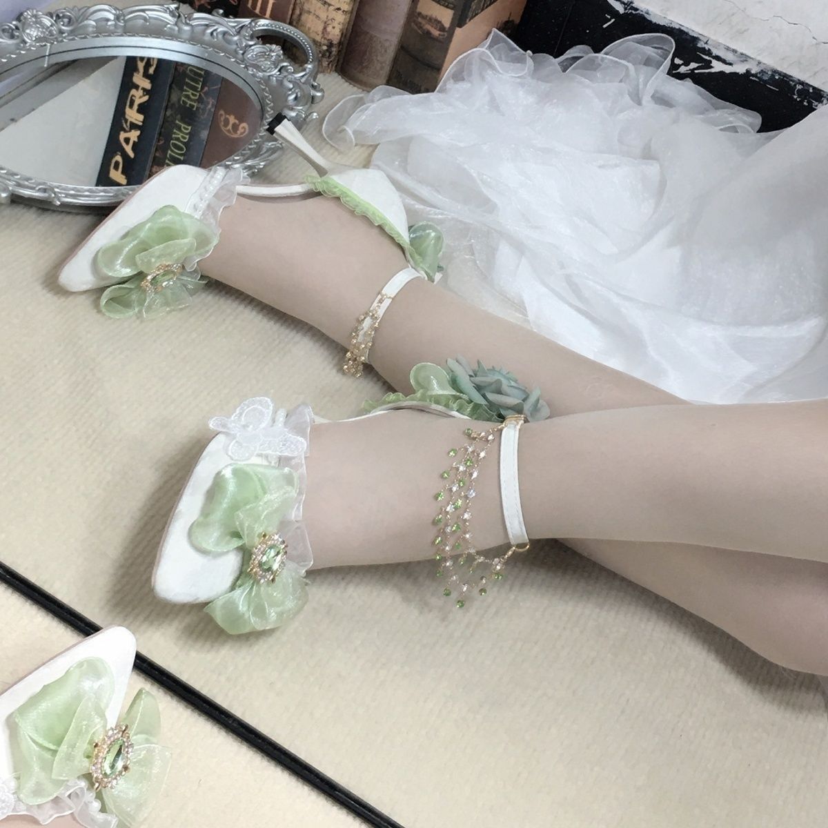 Flower Wedding High Heels Bow Handmade foto 2