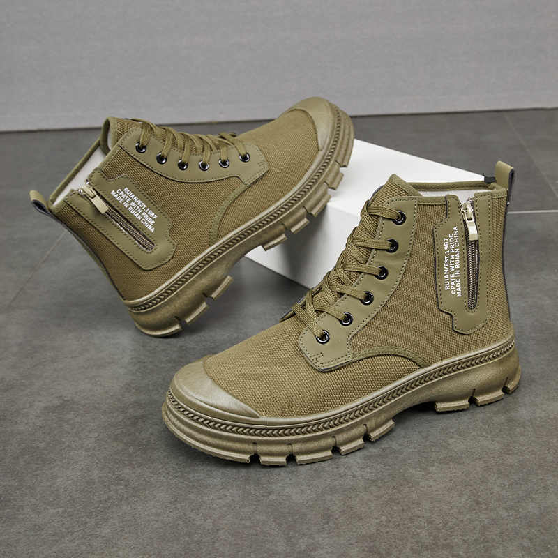 Hiking Boots Men's Side Zipper High-top Thicker Work Shoes foto 4