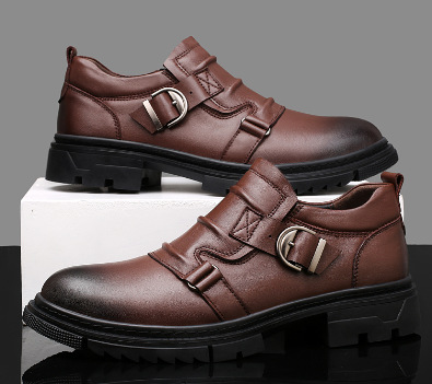 Mens Versatile Thick-Soled Genuine Leather Shoes Made From Full-Grain Cowhide foto 5