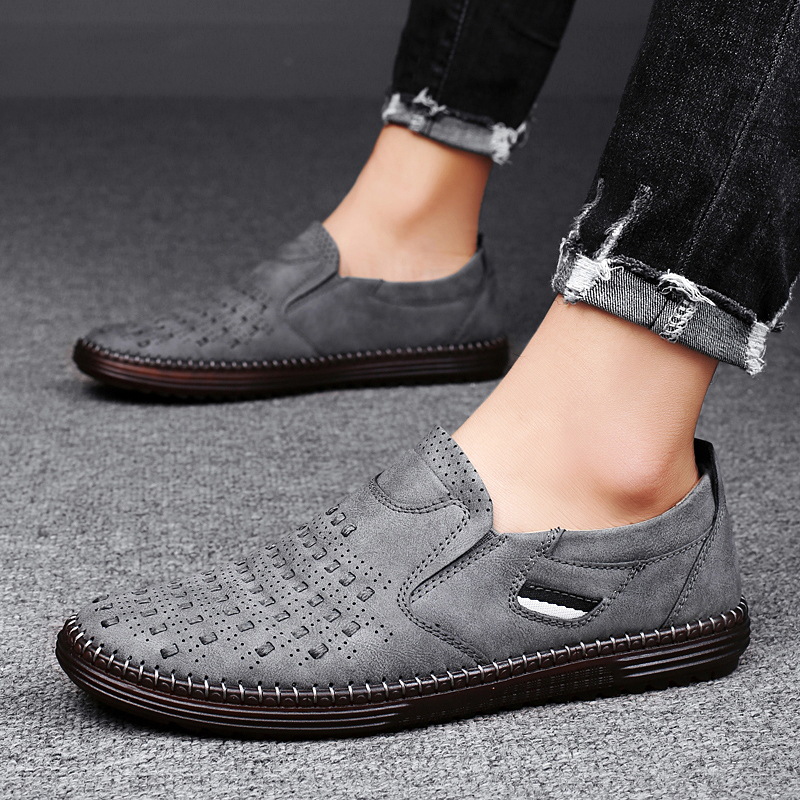 Outdoor Leisure Slip-on Flat Handmade Leather Shoes Men foto 4