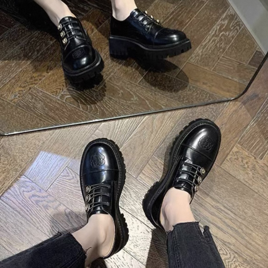 Niche Academic Style Black Block Heel Pumps foto 4