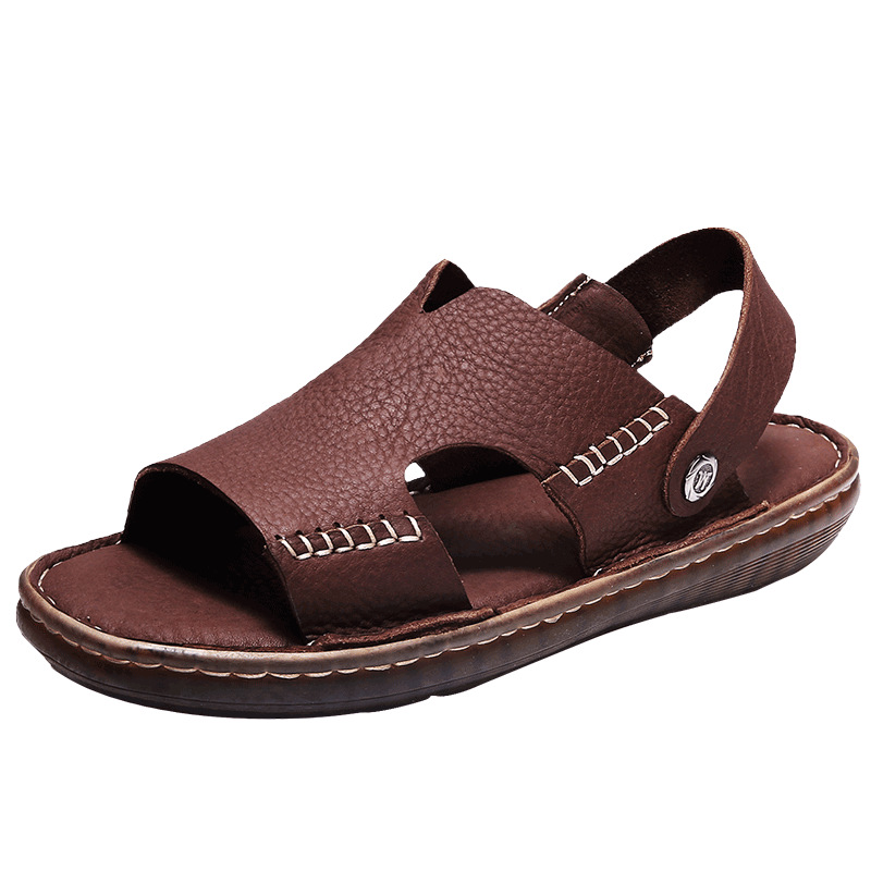 Men's Sandals Dual-use Cowhide Soft Bottom Beach Shoes foto 5