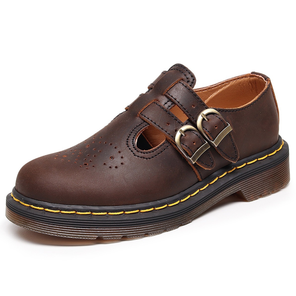 Genuine Leather Low-Top Womens Horse Brown Fashionable Casual Cowhide Shoes foto 3