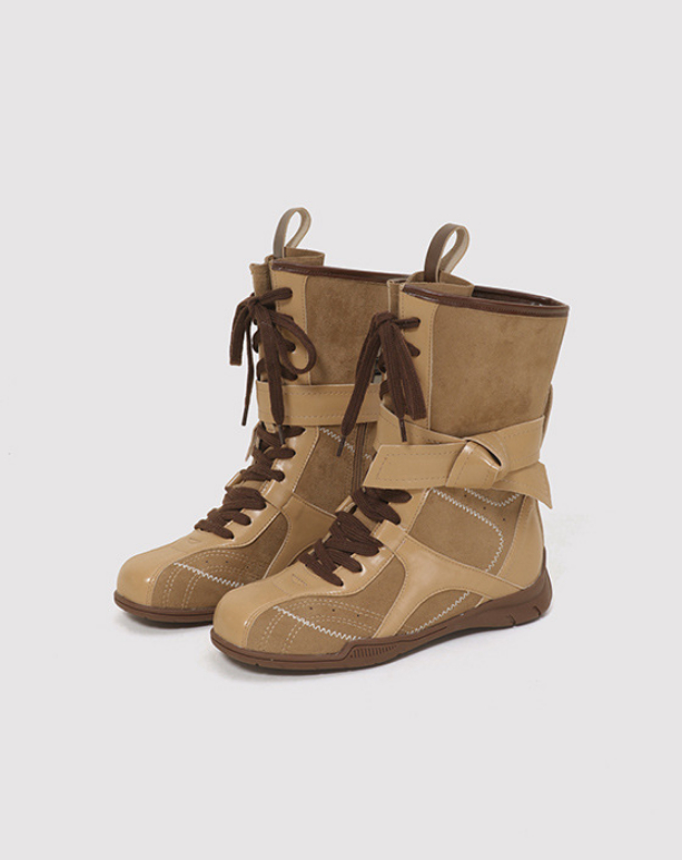 Retro Lace Up Boxing Boots Female Hight Increasing Martin Boots foto 5